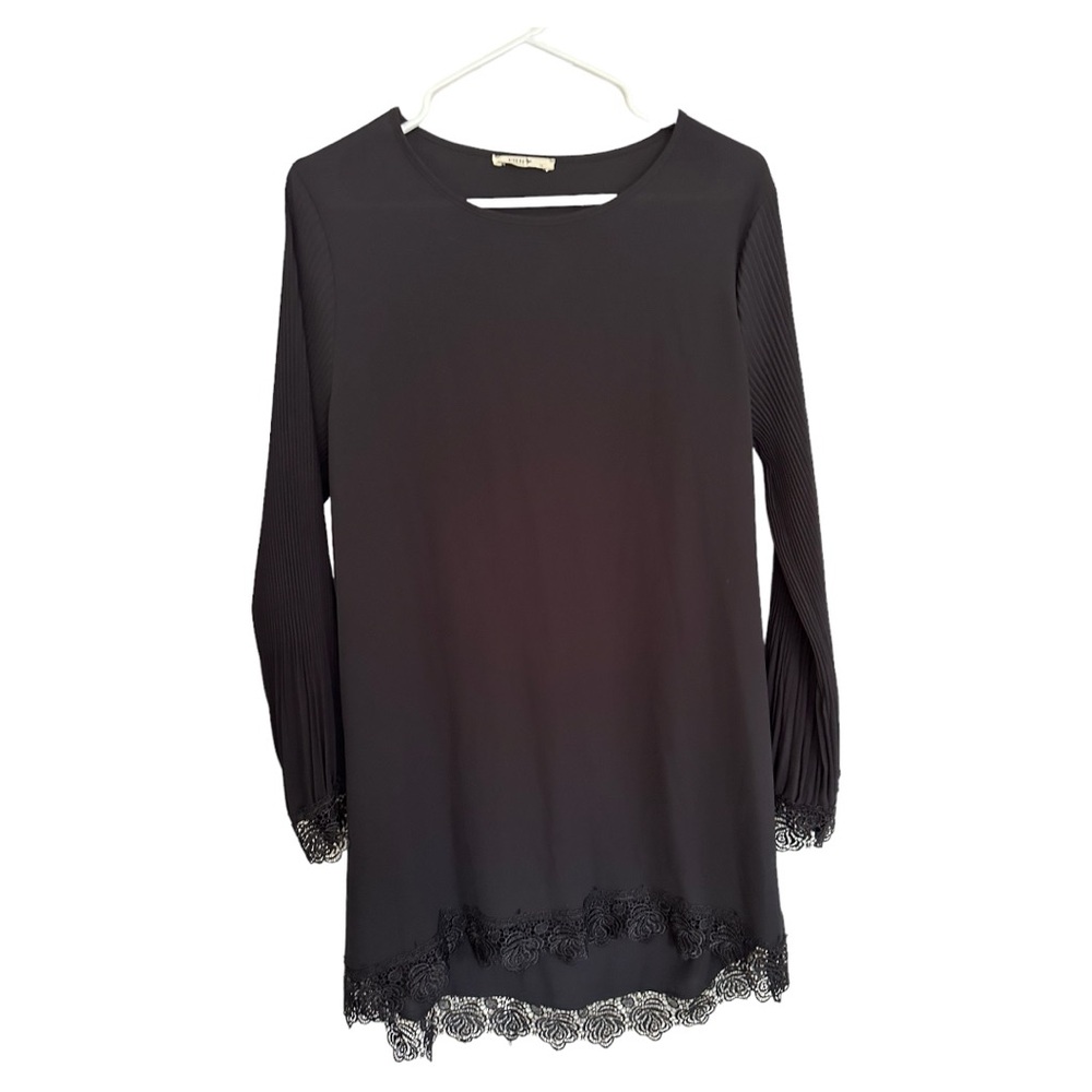 ETEN Lace Trim  Dress Black  long sleeve Cocktail Formal Size X LARGE